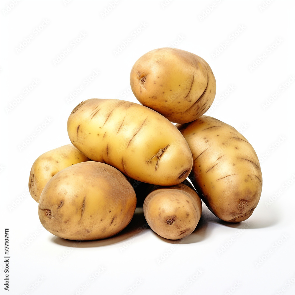 potatoes on white background сreated with Generative Ai potatoes on white background сreated with Generative Ai