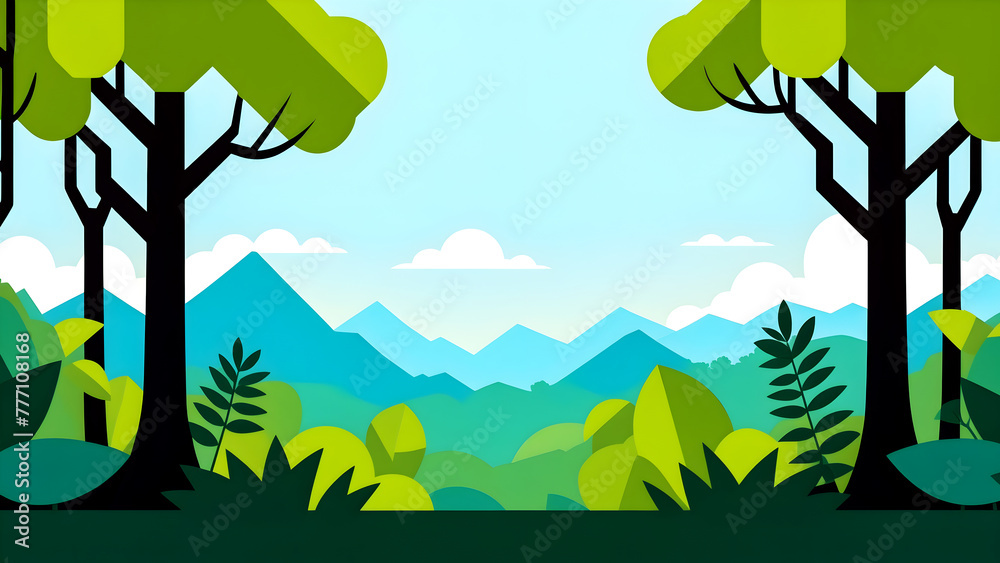silhouette jungle background with flat colors silhouette jungle background with flat colors