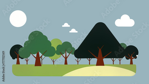 flat illustration of the silhouette jungle background for simple graphics