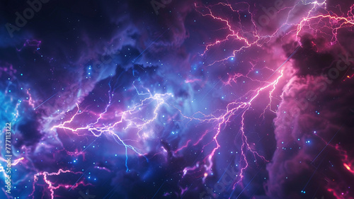 abstract electric background featuring lightning © Yuwarin