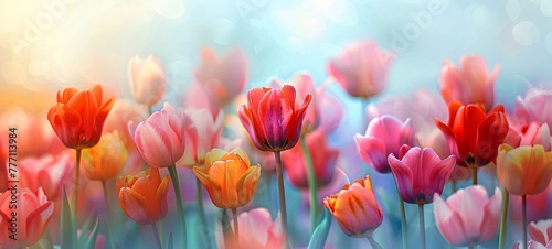 Blossoming Dreams A Vibrant Bouquet of Tulips Generative AI