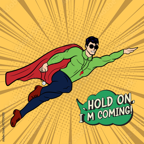 Sport coach Game Instructor man super hero Pop Art Comic Stock vector Illustration