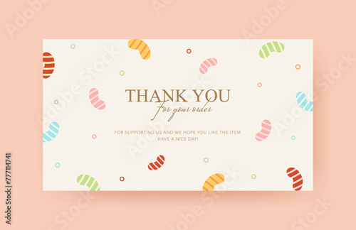 thankyou card template with colorful candy design, customer business card, aesthetic greeting template, printable custom small business card