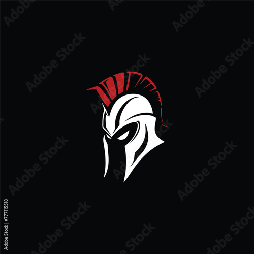 Spartan warrior symbol, coat of arms. Spartan military helmet logo, Spartan Greek gladiator helmet logo vector icon illustration.