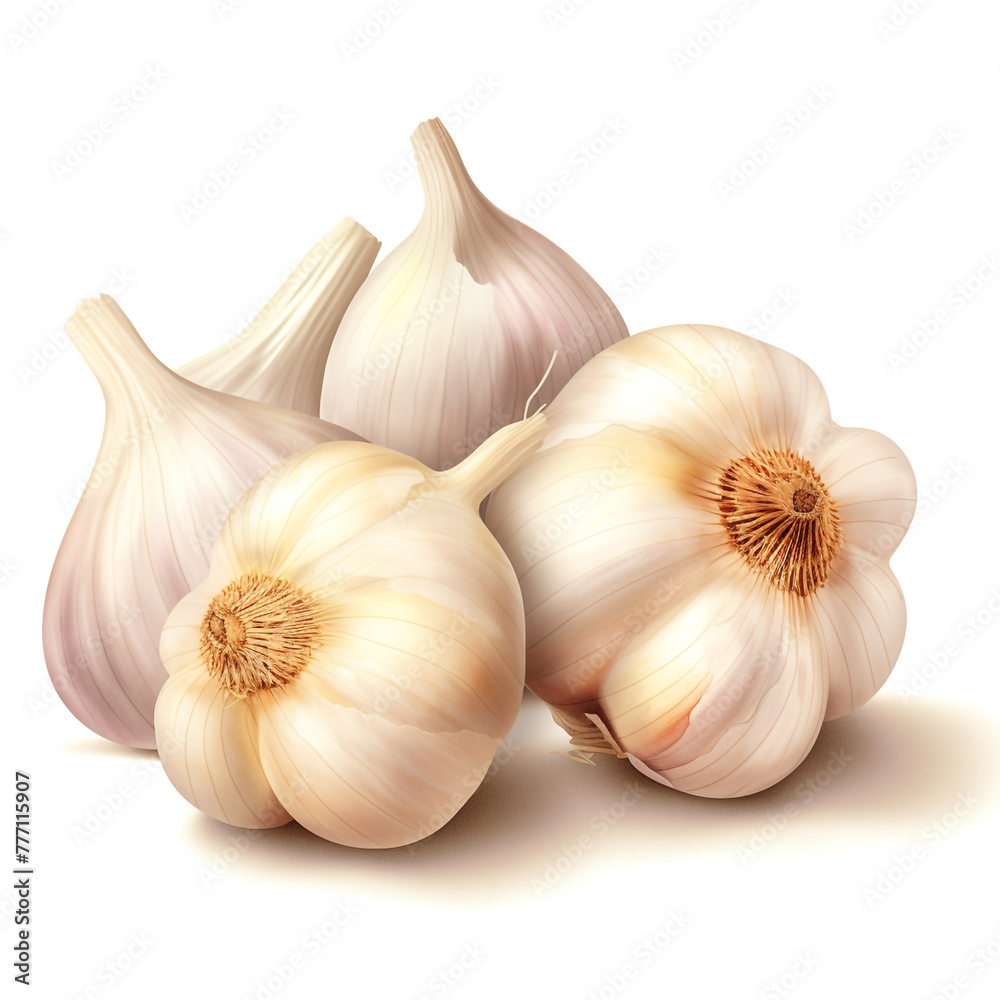 garlic on white background сreated with Generative Ai garlic on white background сreated with Generative Ai
