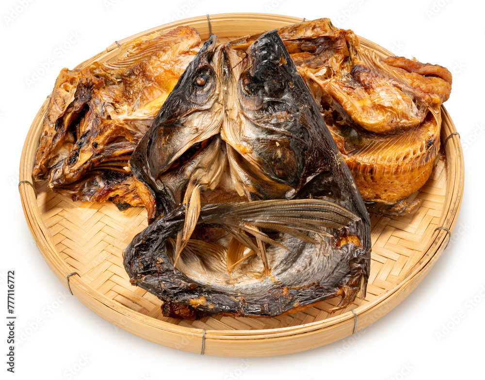 Dried fish in basket isolated on white background, Dried fish on White Background With clipping path, Dried fish in basket isolated on white background, Dried fish on White Background With clipping path,