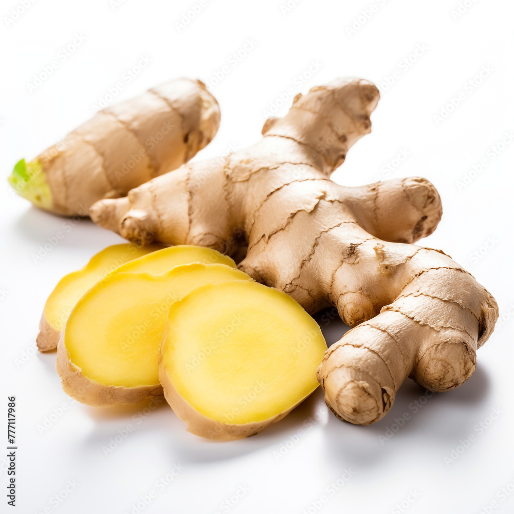 ginger on white background сreated with Generative Ai
