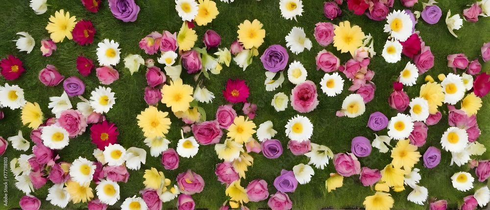 A bunch of flowers in the grass A bunch of flowers in the grass