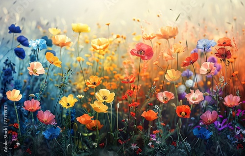 Vibrant Field of Flowers A Celebration of Nature's Palette Generative AI © Satyam