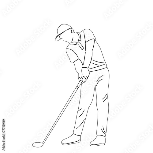 man playing golf sketch on white background vector