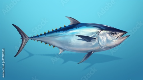 Clean Bluefin Tuna Silhouette on solid background. © flow