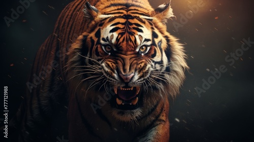 Majestic Tiger Portrait on solid background.