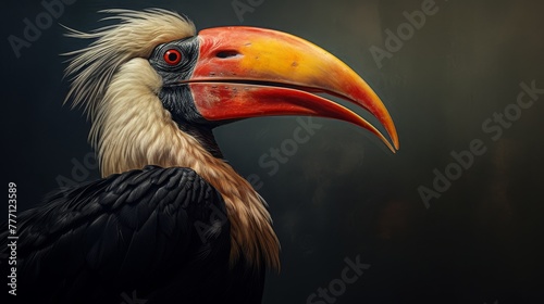 Majestic Hornbill Illustration on solid background. © flow