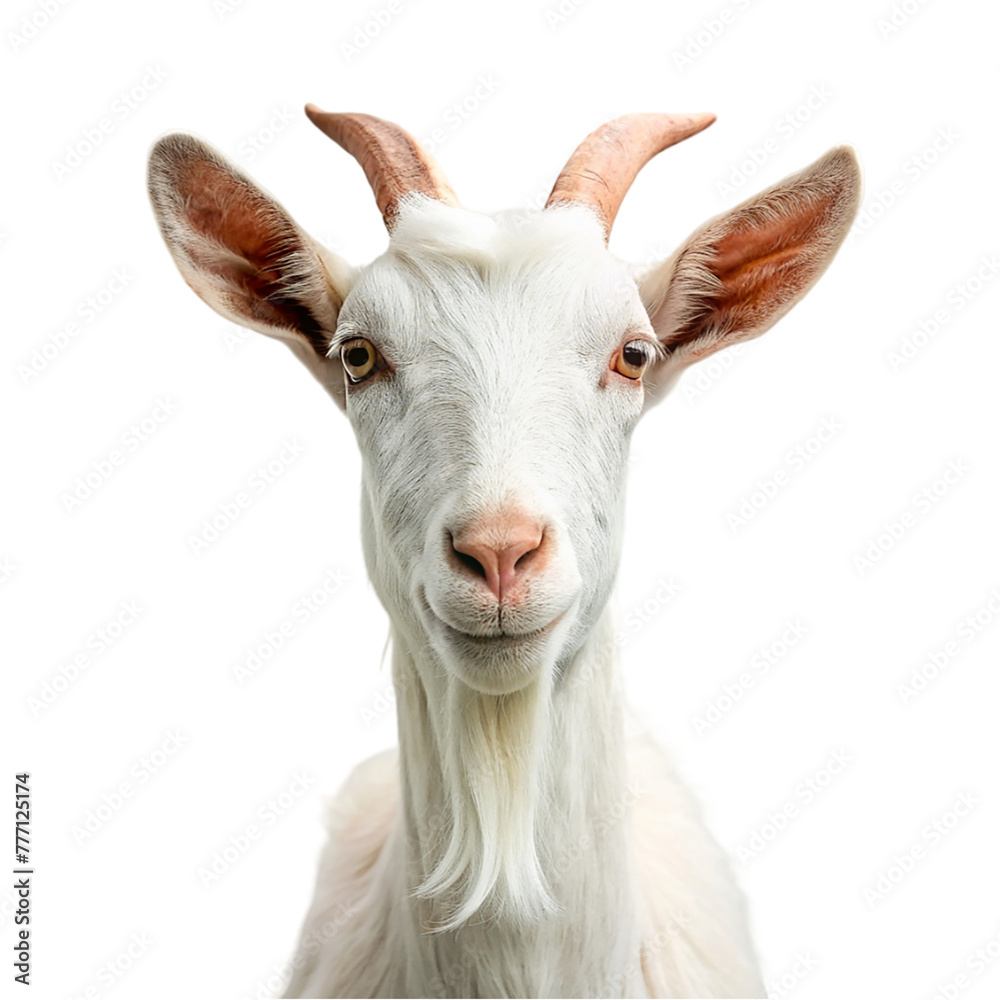 Portrait of a white goat isolated on transparent background. Portrait of a white goat isolated on transparent background.