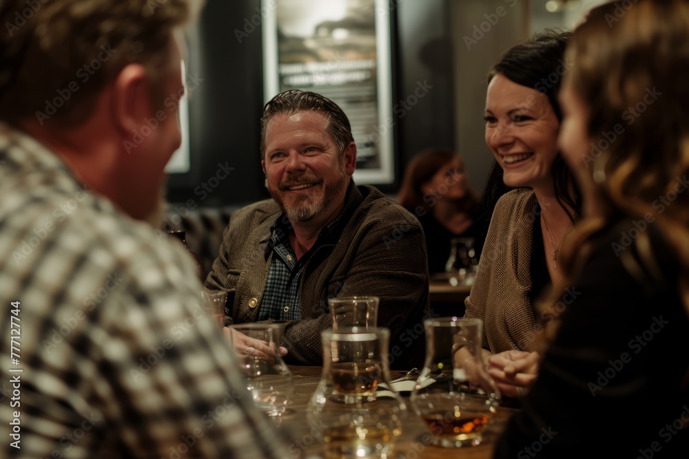 Sociable Whisky Tasting Event with Smiling Man