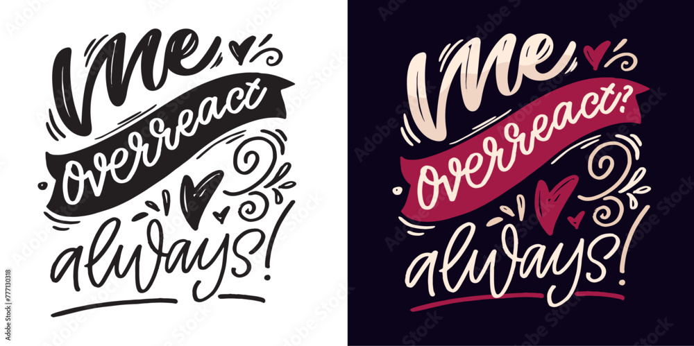 Set with hand drawn lettering quotes in modern calligraphy style ...