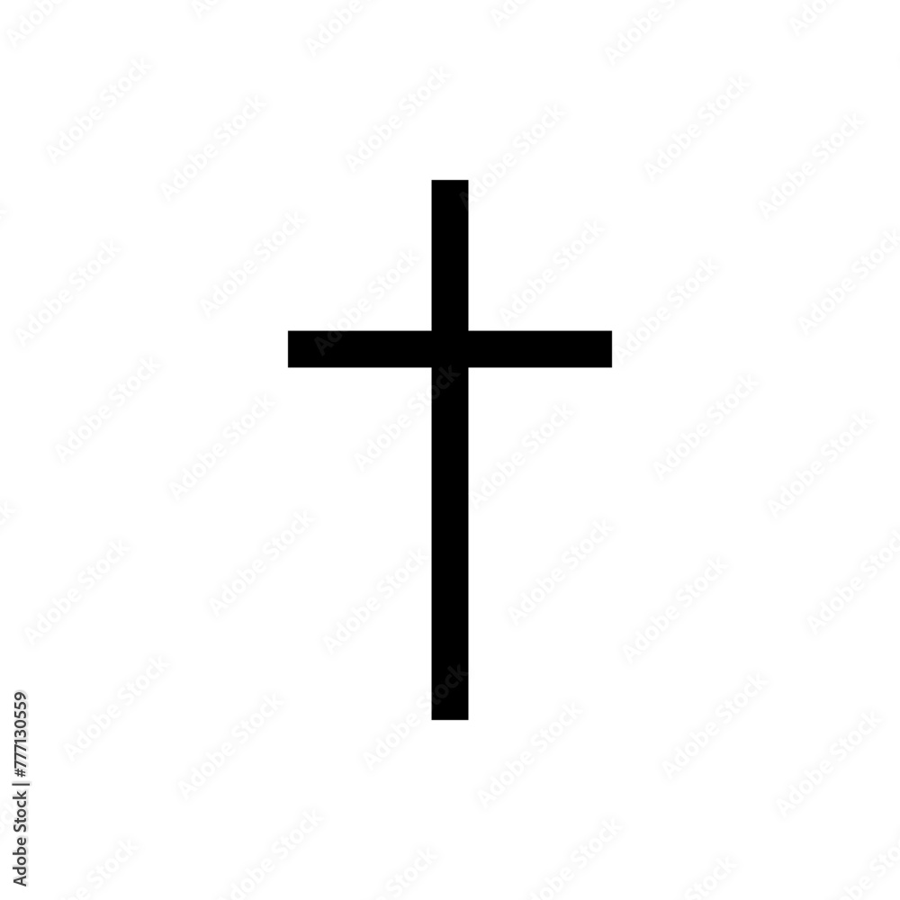 Black cross christian crucifix religion icon flat vector design