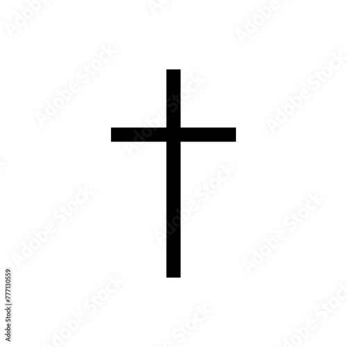 Black cross christian crucifix religion icon flat vector design