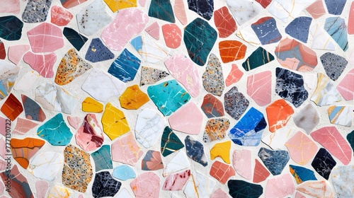 Vibrant Mosaic A Colorful Display of Tiles and Stones Generative AI