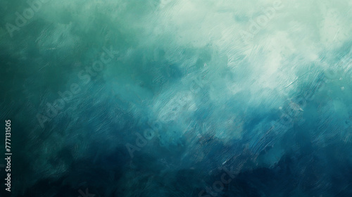 Turquoise Abstract Texture, Brush Strokes, Cool Tones, Artistic Background with Copy Space