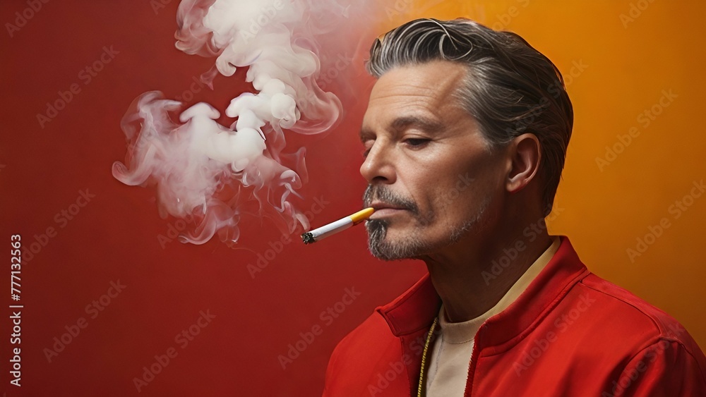 Fototapeta premium A man smoking a cigarette