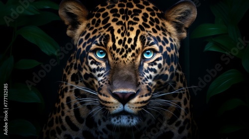 Majestic Jaguar Portrait on solid background.