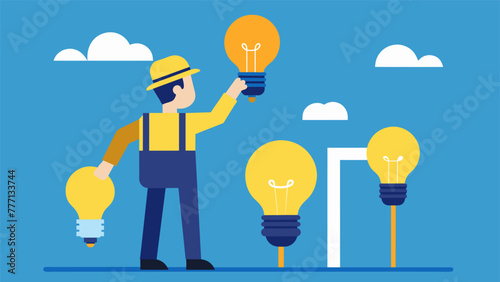 A worker replacing traditional light bulbs with energyefficient LED bulbs as part of an IIoTdriven energy optimization project.