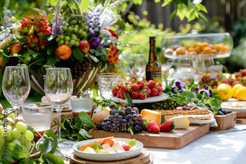 Elegant Garden Party with Gourmet Food and Drinks