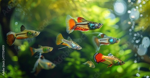 Vivid Aquatic Life A Spectacle of Colorful Fish in a Breathtaking Underwater Scene Generative AI