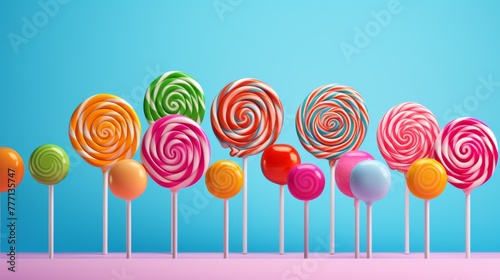 Colorful Lollipops on solid background. © flow