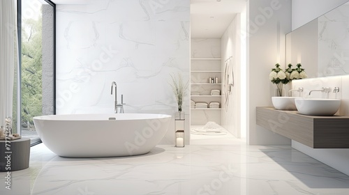 bathtub blurred luxury home white interior