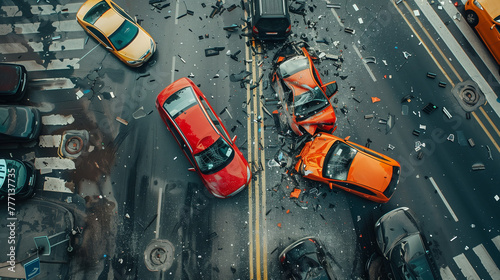 car accident on the street,...