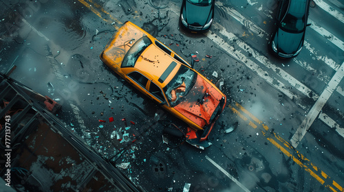car accident on the street,...