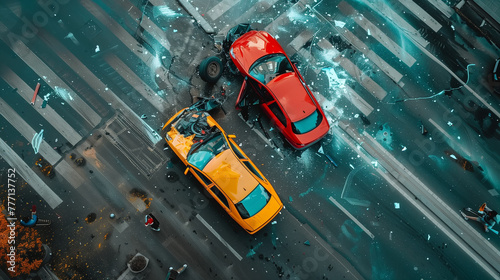 car accident on the street,...