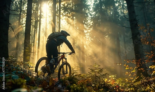 The Adventurous Cyclist Exploring the Enchanted Forest Generative AI