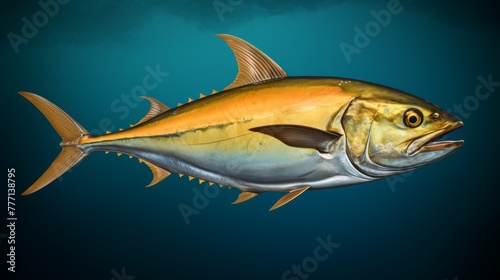 Beautiful Amberjack Beauty on solid background.