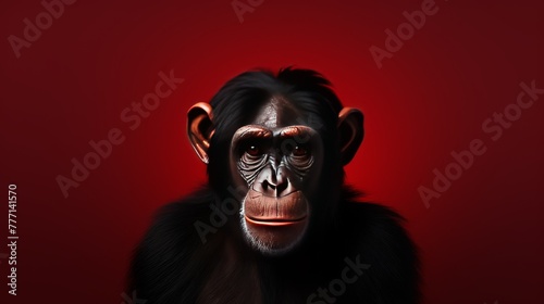 Playful Chimpanzee Portrait on solid background. © flow