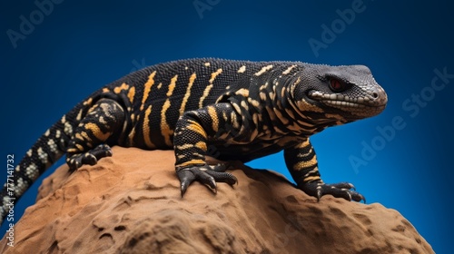 Gila Monster Portrait on solid background.