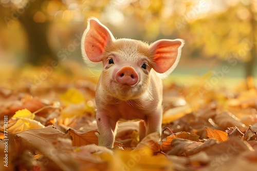 Wallpaper Mural The Little Piglet's Autumn Adventure Generative AI Torontodigital.ca