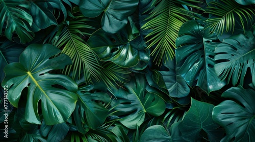 Tropical Paradise A Lush Display of Green Leaves and Palm Fronds Generative AI