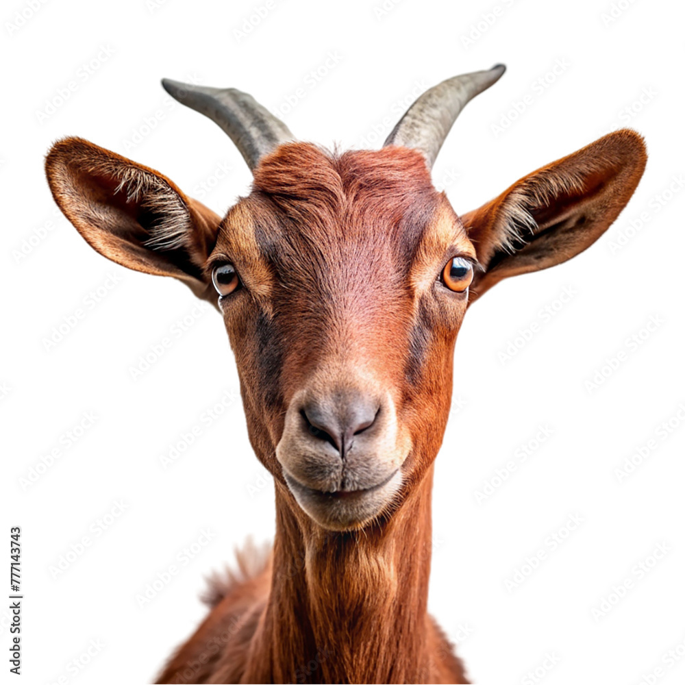 Portrait of a brown goat isolated on transparent background. Portrait of a brown goat isolated on transparent background.