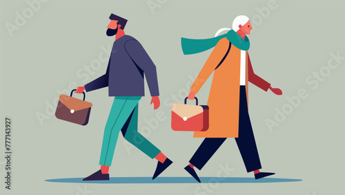 Two people walking together one person carrying a designer handbag while the other wears old and worn clothes highlighting the pressure to