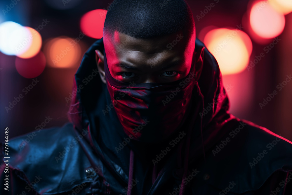 red samurai ninja, deadly warrior in the shadows, terrifying assassin. red samurai ninja, deadly warrior in the shadows, terrifying assassin.