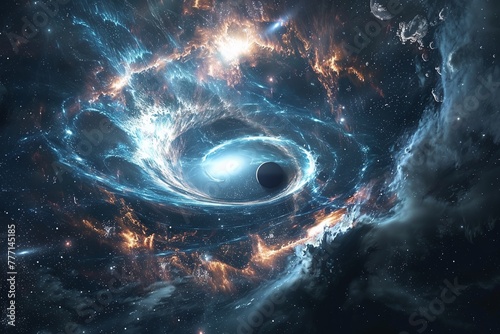 A black hole in the center of a galaxy emits a burst of light