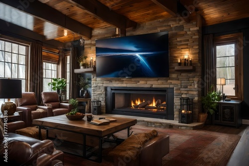 Cozy living room featuring a fireplace with a TV mounted above it