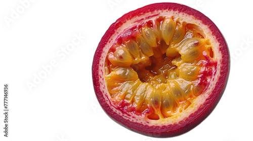 Passionfruit in delicious food style  top view on transparent white background