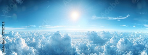 Breathtaking Expanse: Cumulus Clouds Adorning the Azure Sky - Generative AI