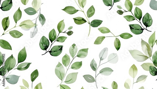 Lush Watercolor Leaves Creating a Serene Botanical Pattern Generative AI.