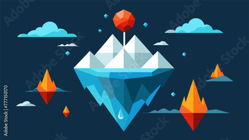 An iceberg melting with different pieces representing different biases such as confirmation bias availability heuristic and selfserving bias