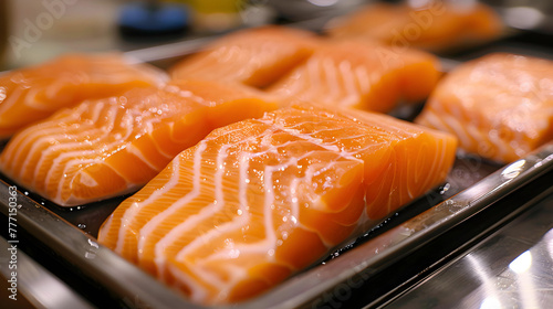 Salmon on a plate, Japanese food, raw food